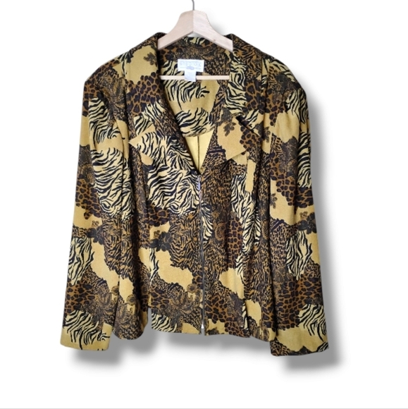 Studio C Leopard Print Jacket 24W | Zip Front Vintage Y2K Statement Fall Party - Picture 1 of 9
